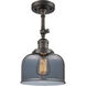 Franklin Restoration Large Bell LED 8 inch Oil Rubbed Bronze Semi-Flush Mount Ceiling Light in Plated Smoke Glass, Franklin Restoration