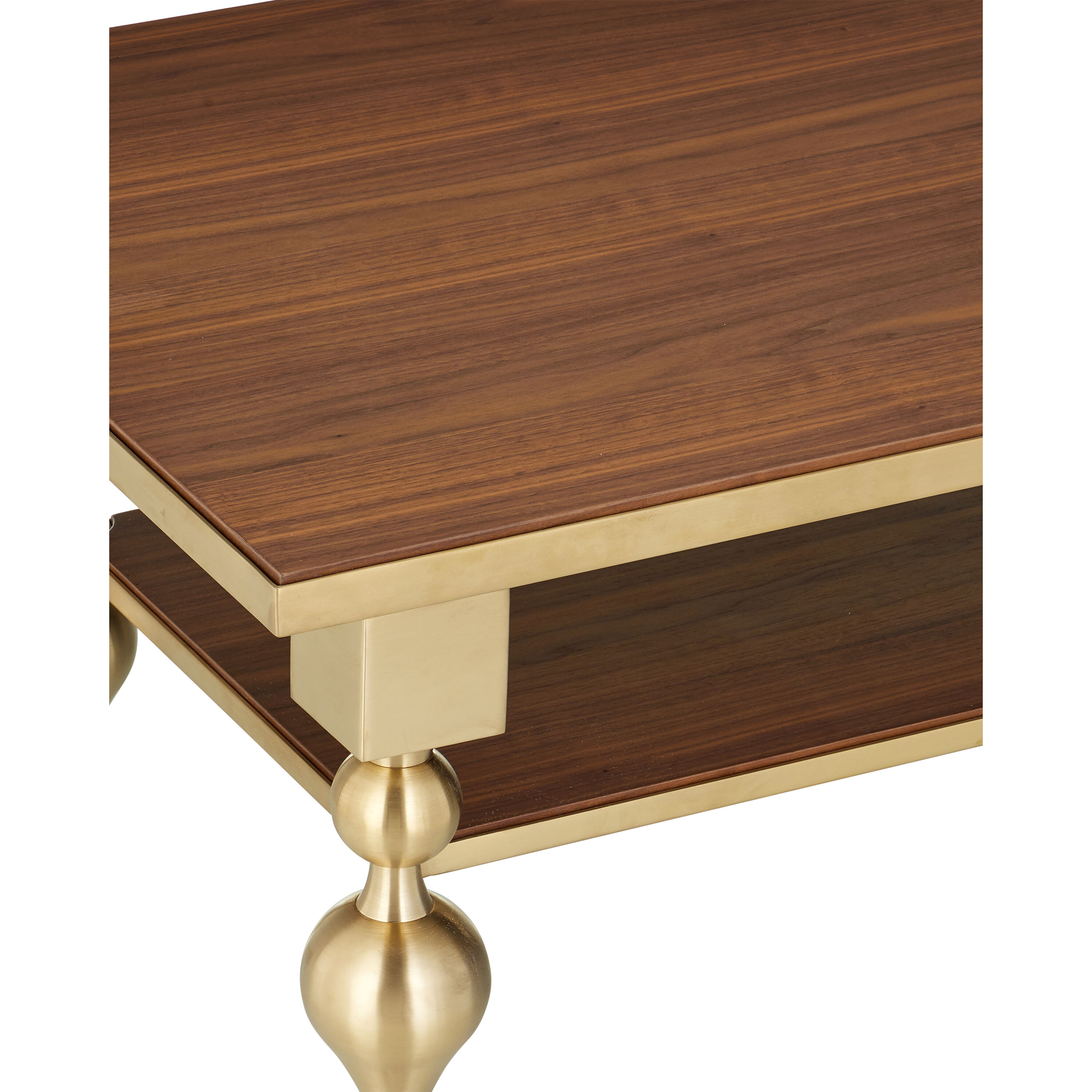 Maeve 52 X 19.5 inch Brushed Brass/Walnut Cocktail Table