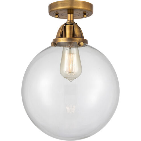 Nouveau 2 Beacon LED 10 inch Brushed Brass Semi-Flush Mount Ceiling Light in Clear Glass