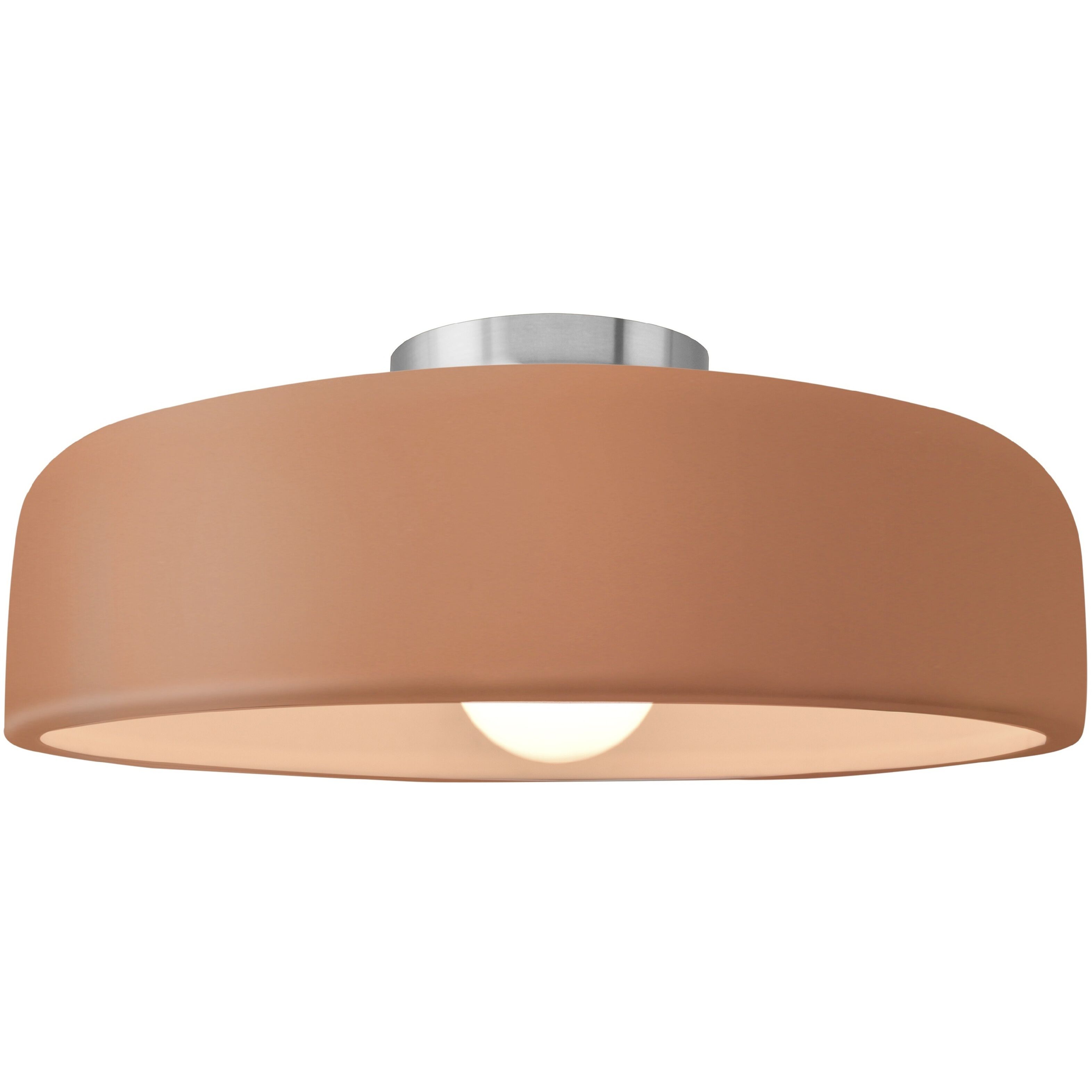 Radiance Collection - Spire 1 Light 16 inch Adobe and Brushed Nickel Semi-Flush Ceiling Light in Replaceable Bulb, 16W x 6.5H, Form+Finish+Function