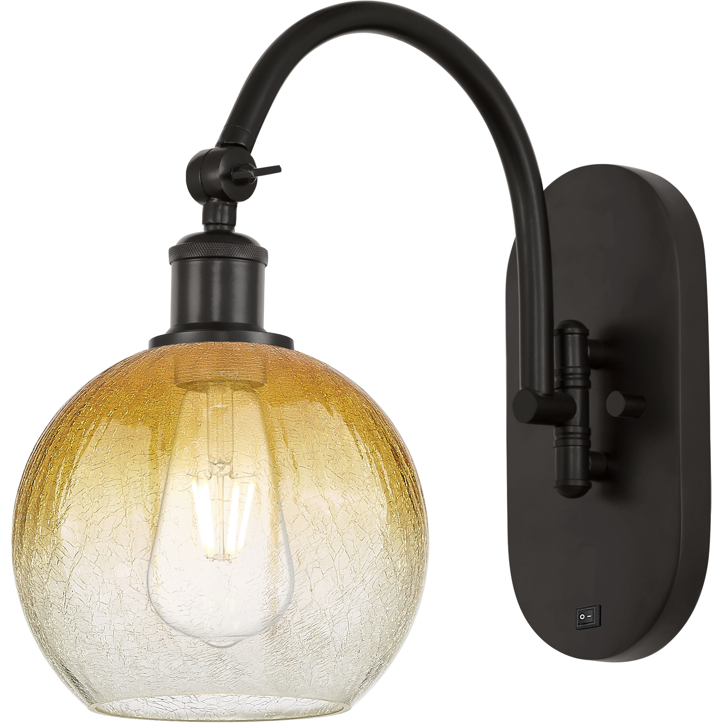Ballston Brookhaven Globe 1 Light 7.88 inch Oil Rubbed Bronze Swing Arm Sconce Wall Light in Amber Glass