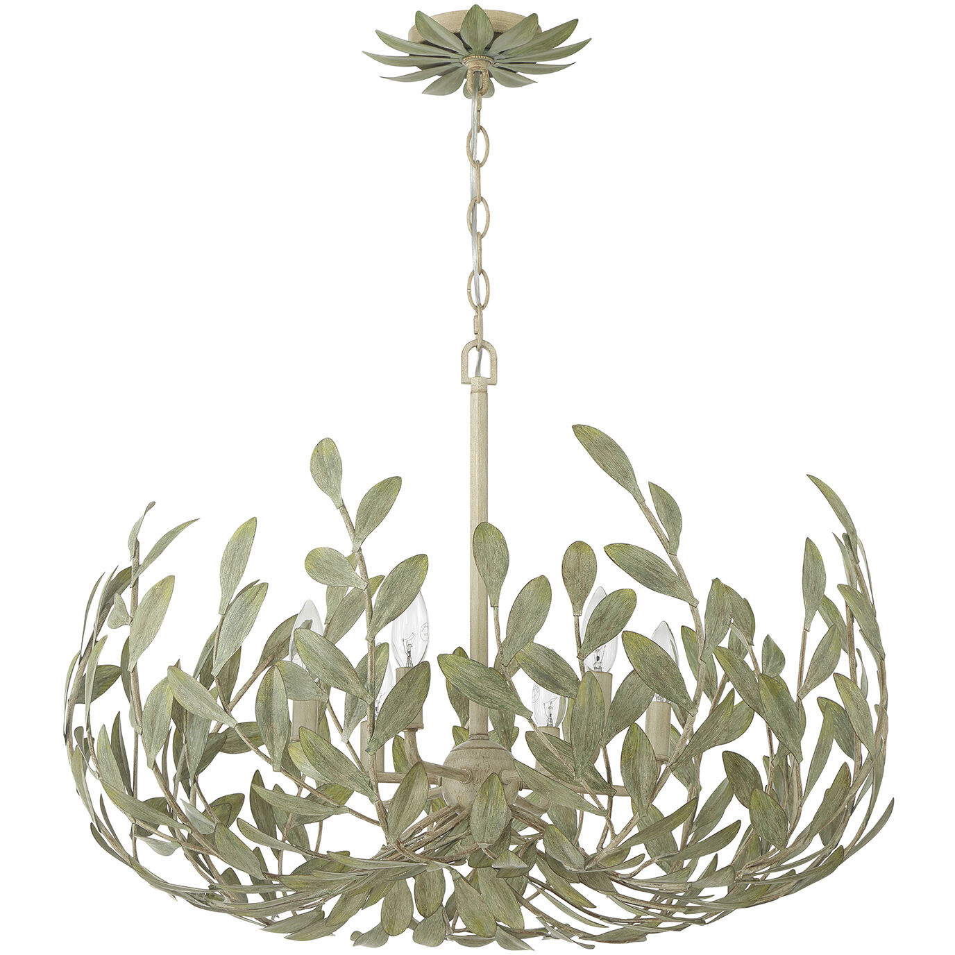 Broche 6 Light 27 inch Champagne Green Tea Chandelier Ceiling Light