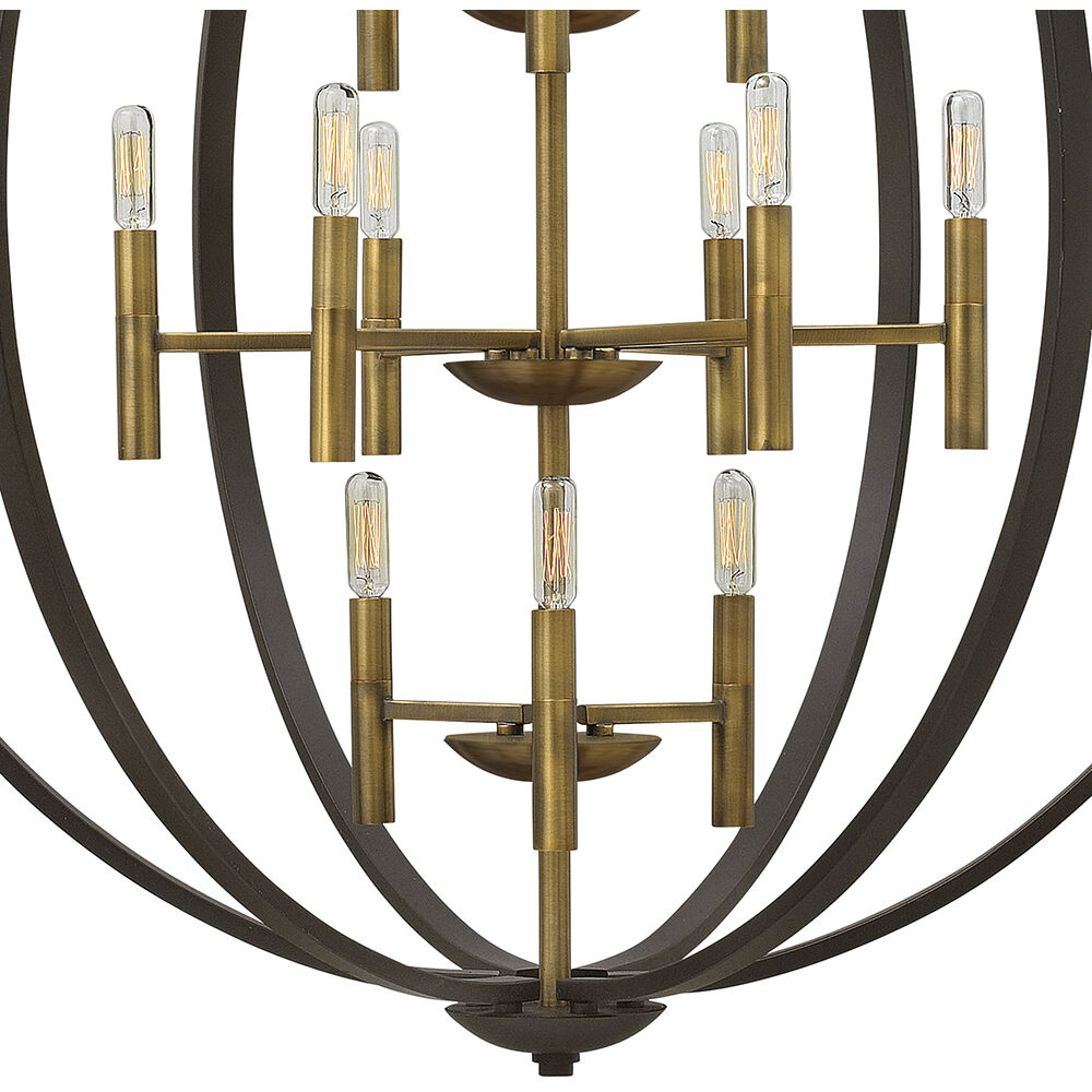 Euclid 12 Light 36 inch Spanish Bronze with Heirloom Brass Indoor Foyer Light Ceiling Light