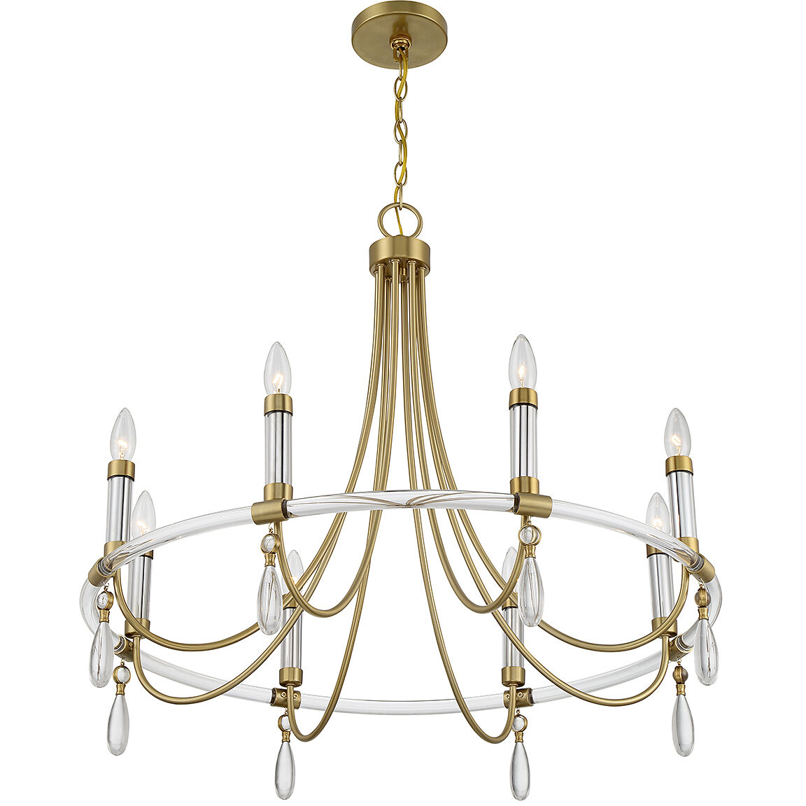 Mayfair 8 Light 30 inch Warm Brass with Chrome Accents Chandelier Ceiling Light