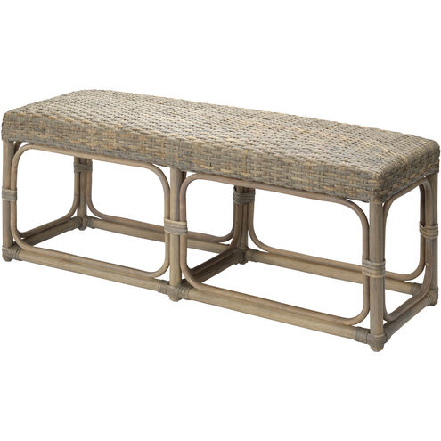 Avery Matte Grey Rattan Bench