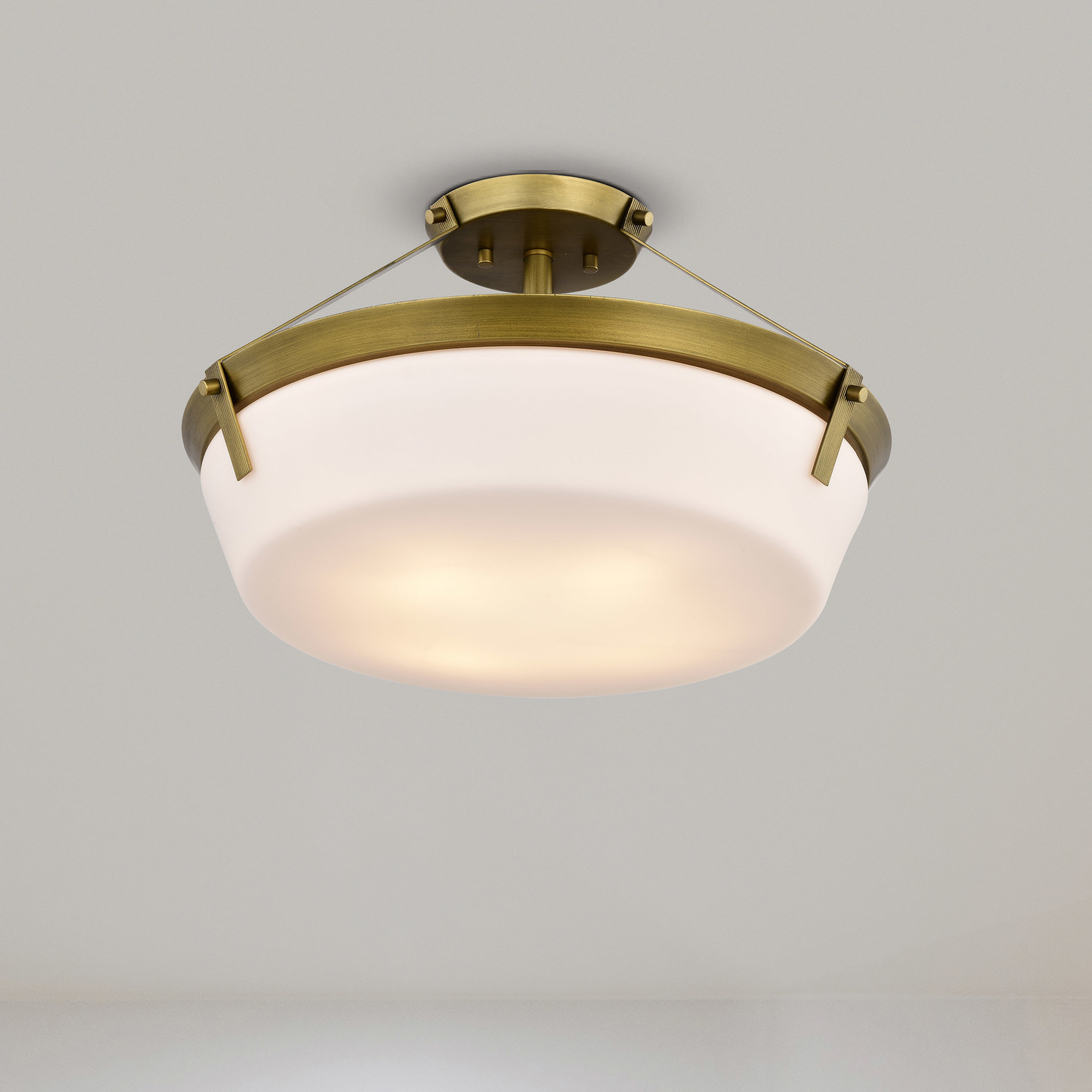 Rowen 3 Light 14.63 inch Natural Brass Semi Flush Mount Ceiling Light