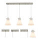 Newton Cone 3 Light 39.75 inch Brushed Satin Nickel Linear Pendant Ceiling Light in White Glass