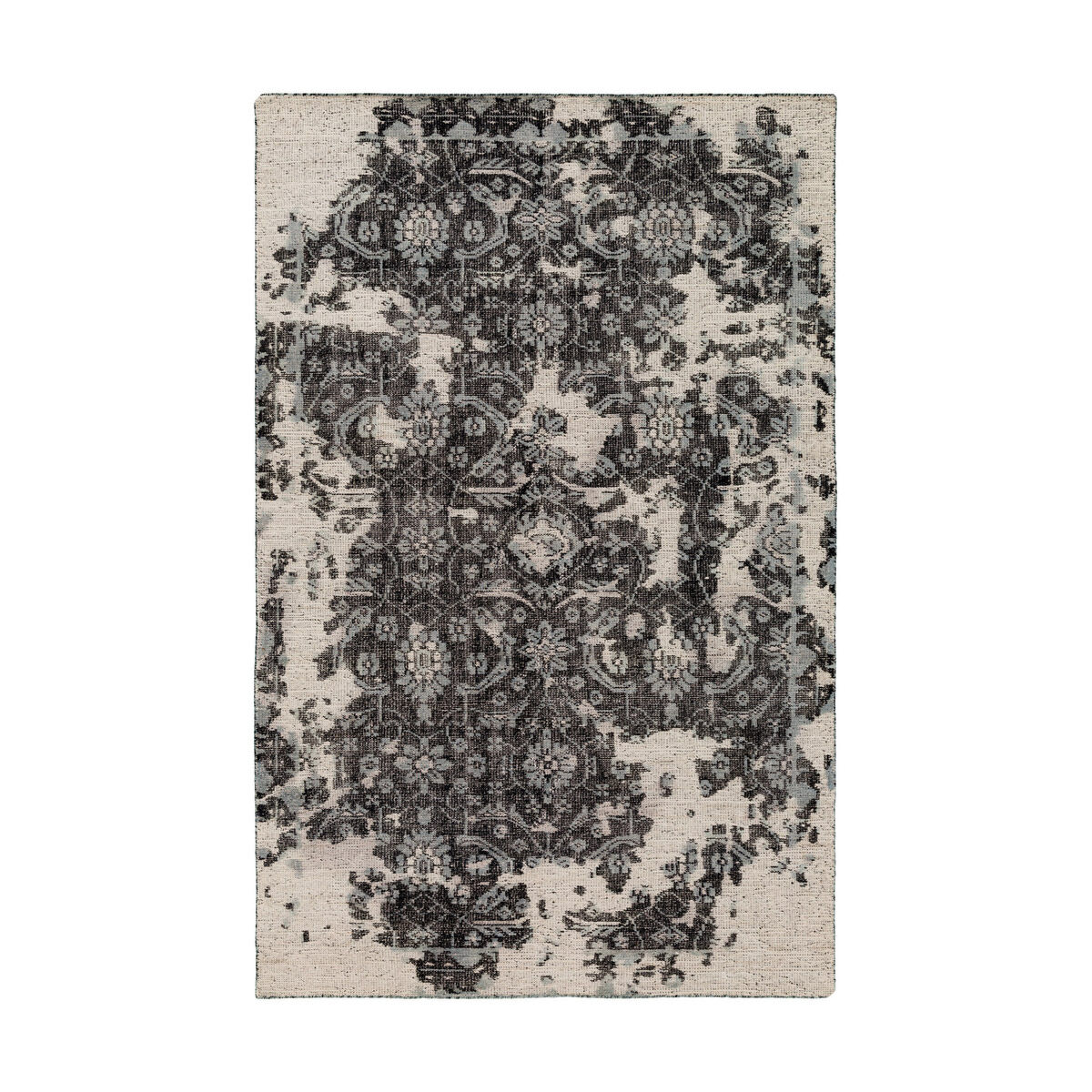 Vevina 36 X 24 inch Black/Pale Blue/Ivory Rugs, Wool