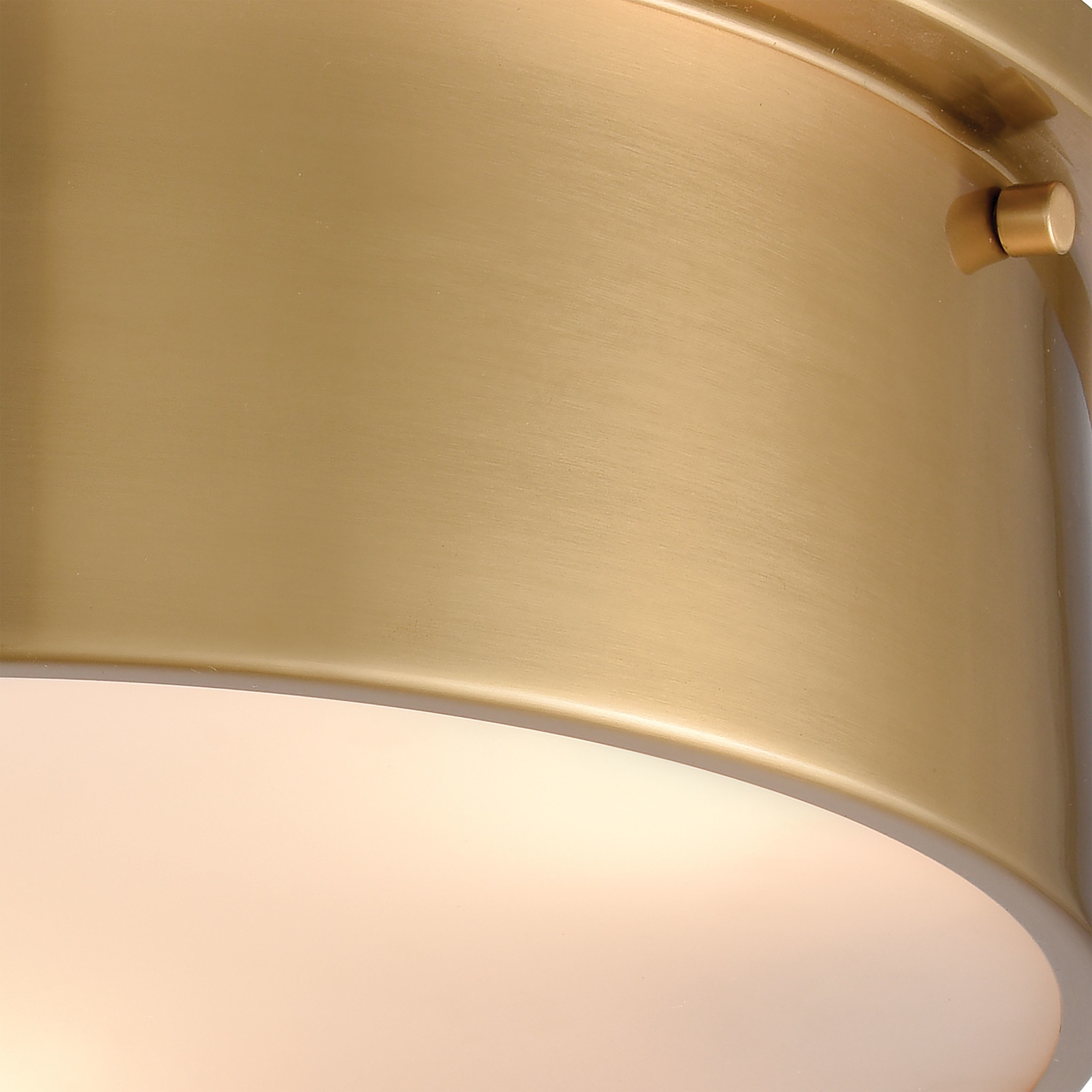 Simpson 3 Light 14 inch Satin Brass Flush Mount Ceiling Light