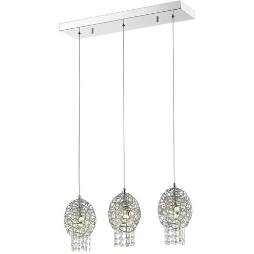 Nabul 3 Light 21.65 inch Chrome Linear Chandelier Ceiling Light