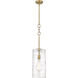 Wexford 1 Light 8 inch Brushed Brass Mini Pendant Ceiling Light in Clear Deco Swirl Glass