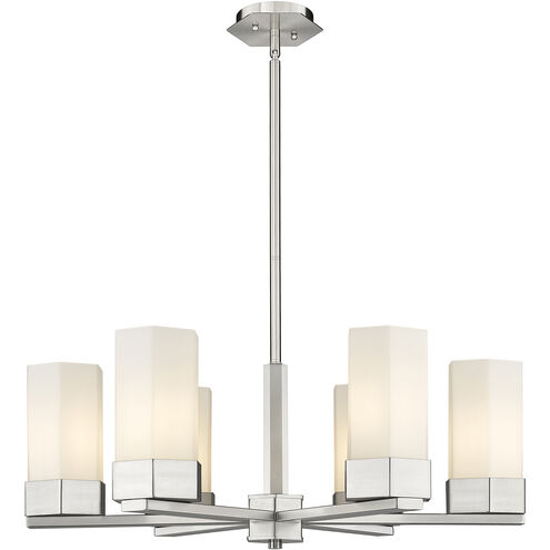 Claverack 6 Light 28.38 inch Satin Nickel Chandelier Ceiling Light in Matte White Glass