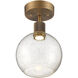 Port Nine LED 8 inch Antique Brushed Brass Semi-Flush Ceiling Light in Seeded
