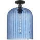 Downtown Urban Bridal Veil 1 Light 12 inch Matte Black Semi-Flush Mount Ceiling Light in Blue