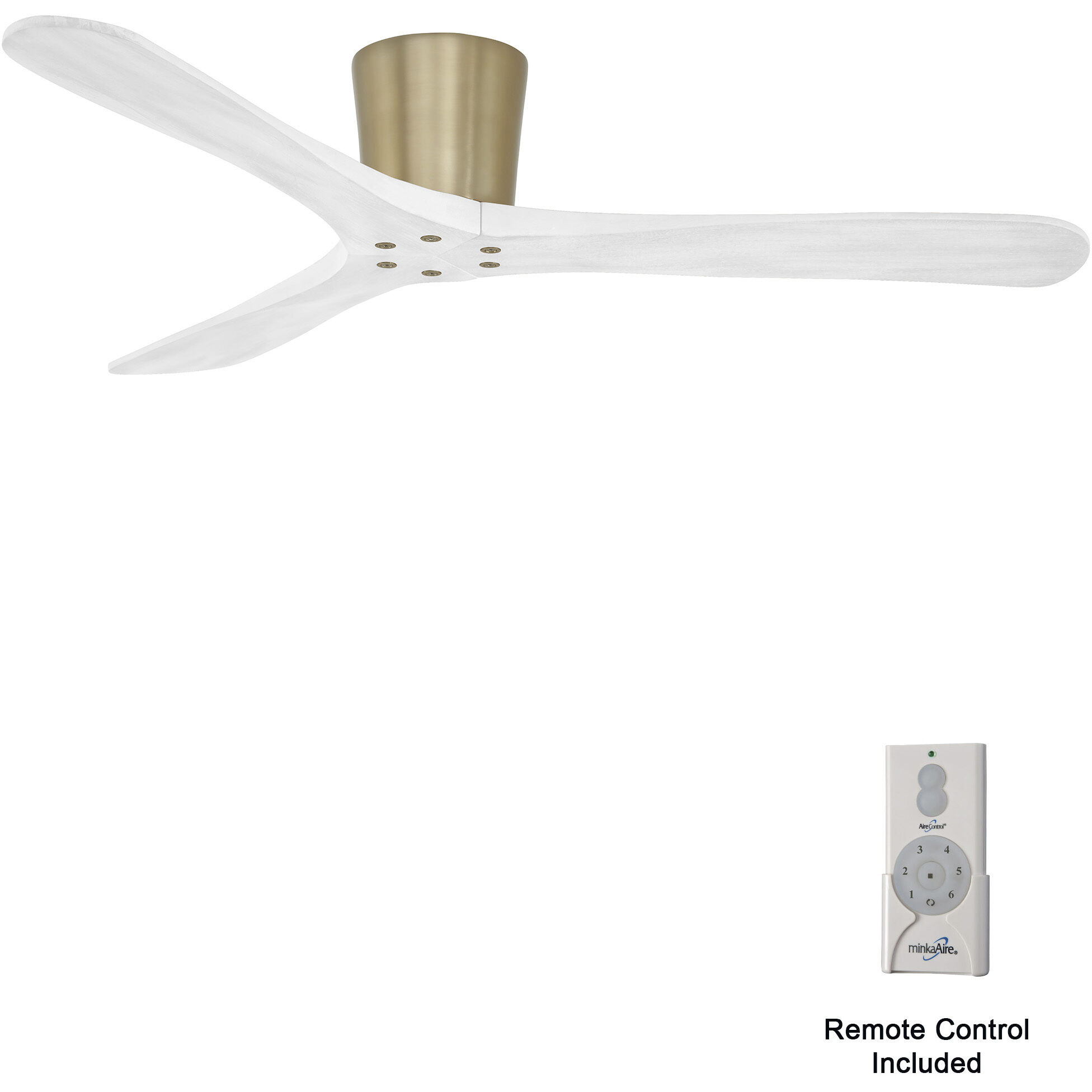 Avtur 60 inch Soft Brass with Flat White Blades Flush Mount Ceiling Fan