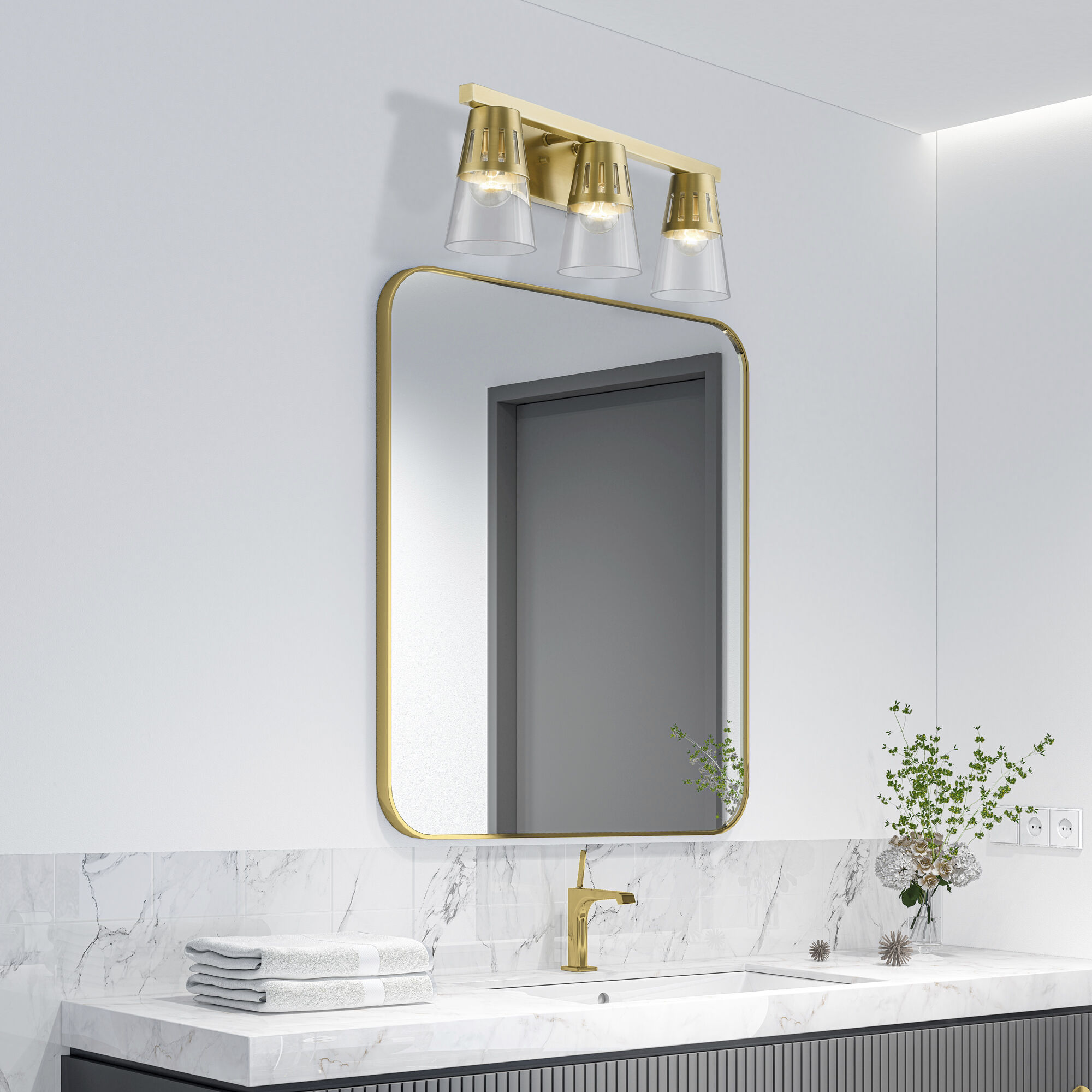 Bennington 3 Light 23.5 inch Natural Brass Vanity Sconce Wall Light