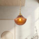 Alora Mood Farrah 1 Light 11.88 inch Brushed Gold Pendant Ceiling Light in Amber Ribbed Glass