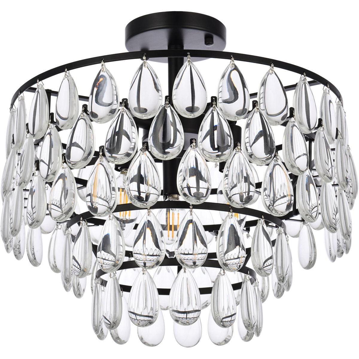 Mila 3 Light 16 inch Black Flush Mount Ceiling Light