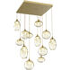 Misto 12 Light Gilded Brass Chandelier Ceiling Light, Square Multi-Port