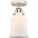 Nouveau 2 Canton 1 Light 6 inch Polished Nickel Semi-Flush Mount Ceiling Light in Matte White Glass