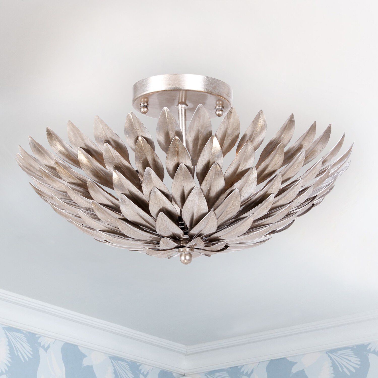 Crystorama 505 SA Broche 4 Light 16 inch Antique Silver Semi Flush Ceiling Light