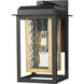 Mansfield 1 Light 13 inch Matte Black with Brass Outdoor Sconce in Waterglass