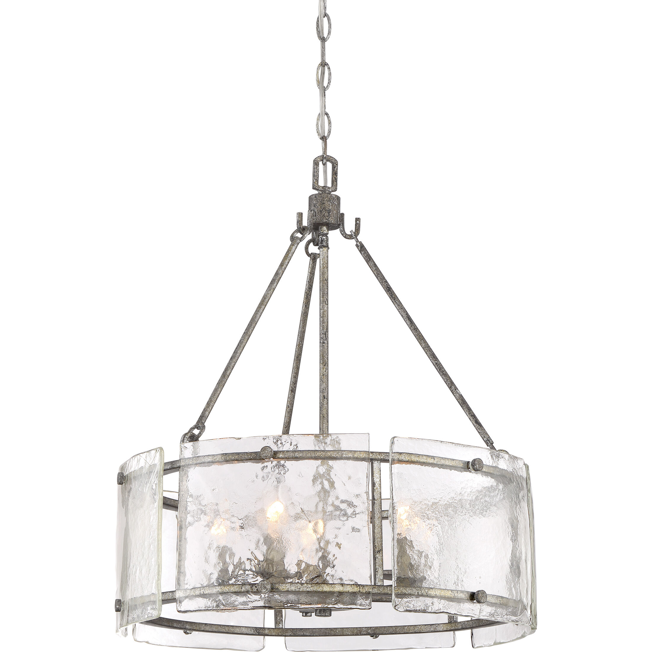 Fortress 5 Light 21 inch Mottled Silver Pendant Ceiling Light