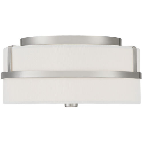 Contemporary 2 Light 13 inch Brushed Nickel Flush Mount Ceiling Light