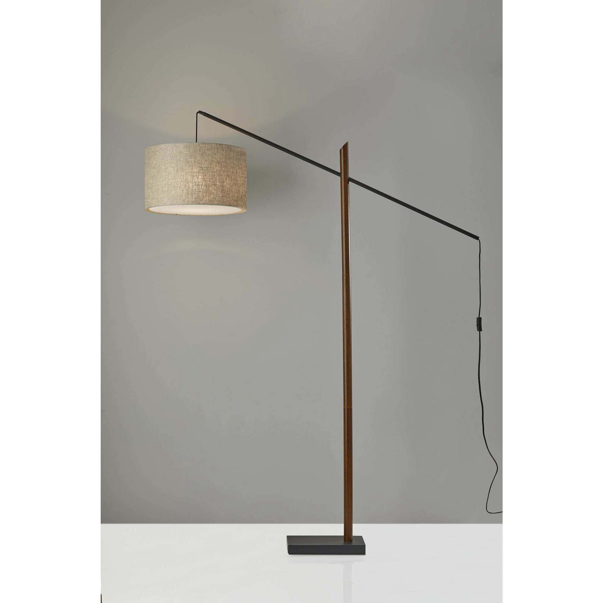 Ethan 77 inch 100.00 watt Black with Walnut Rubberwood Arc Lamp Portable Light
