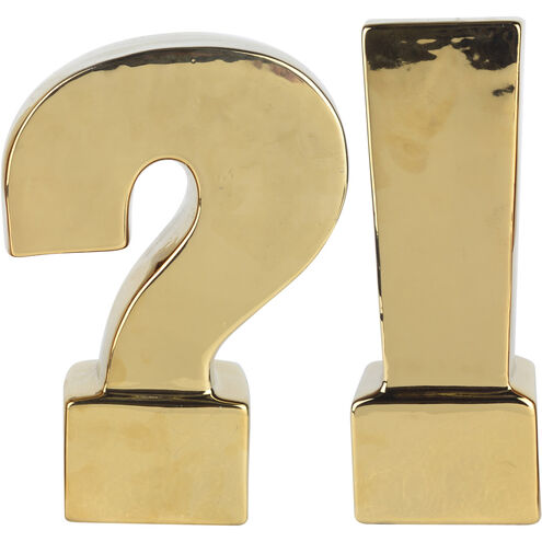 Urban Vogue Question and Exclamation Mark 6 X 3 inch Gold Book Ends, Set of 2