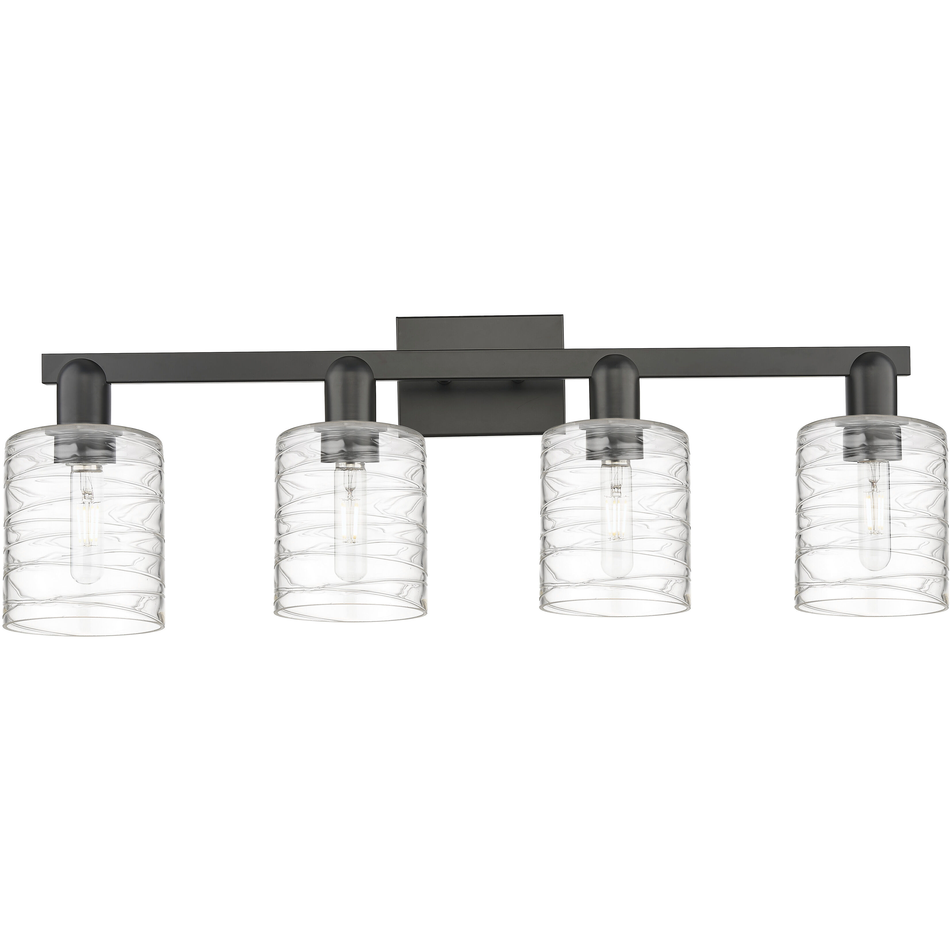 Arcadia Cobbleskill 4 Light 32 inch Matte Black Bath Vanity Light Wall Light in Deco Swirl