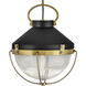 Crew 1 Light 16 inch Heritage Brass with Black Indoor Chandelier Ceiling Light