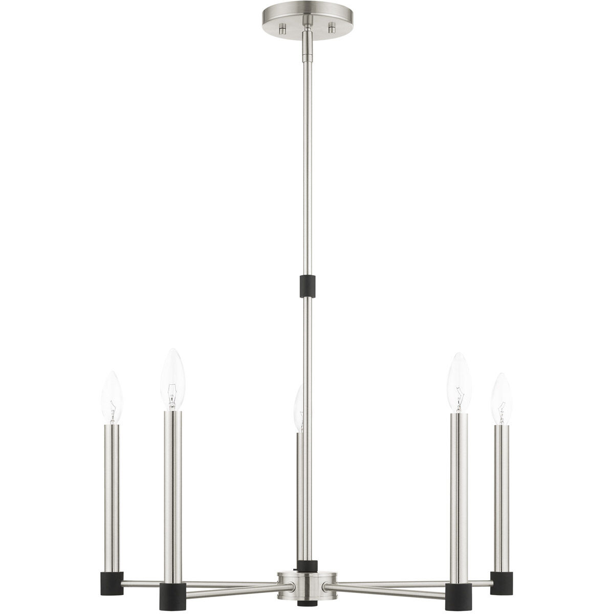 Karlstad 5 Light 24 inch Brushed Nickel with Satin Brass Accents Chandelier Ceiling Light