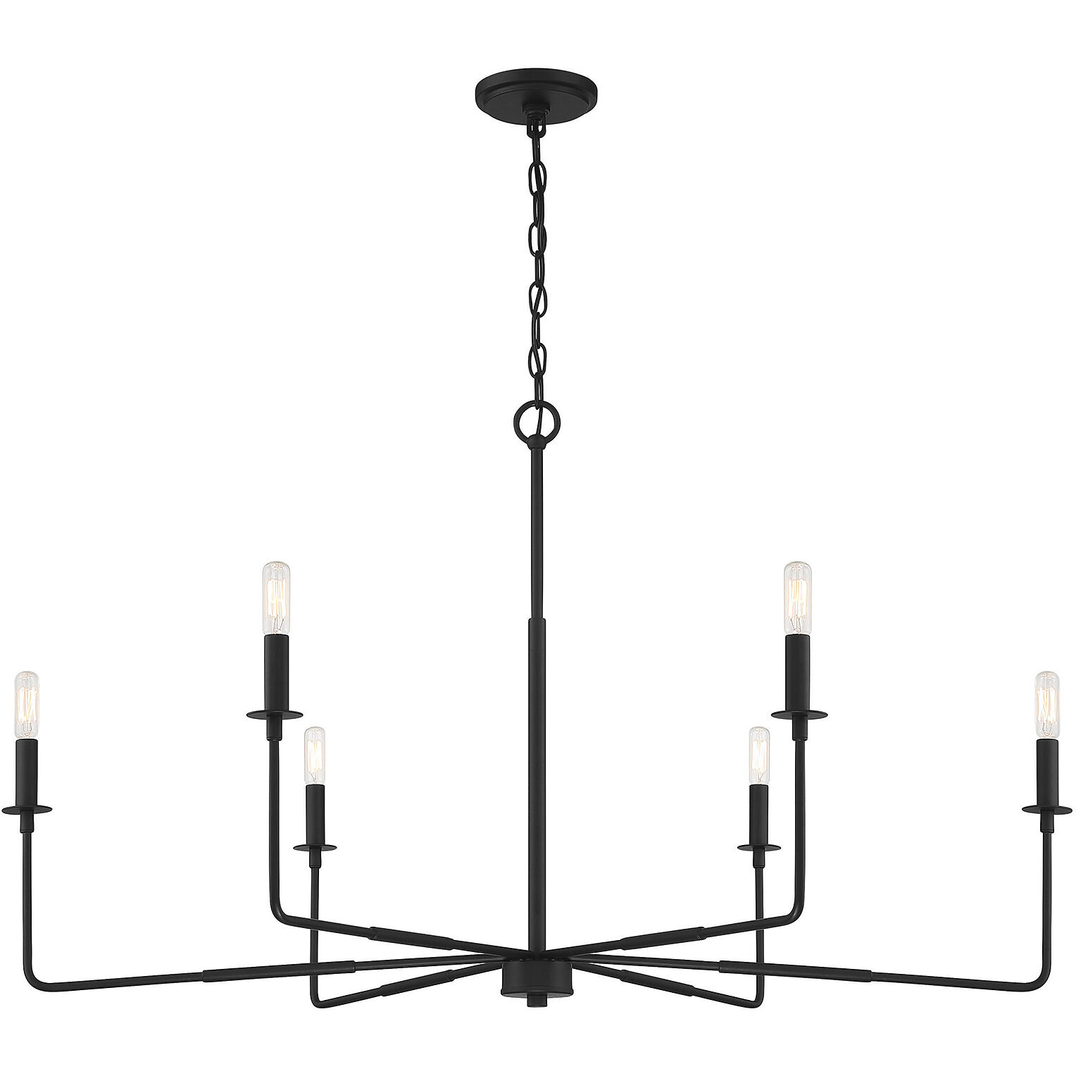 Salerno 6 Light 42 inch Matte Black Chandelier Ceiling Light, Essentials