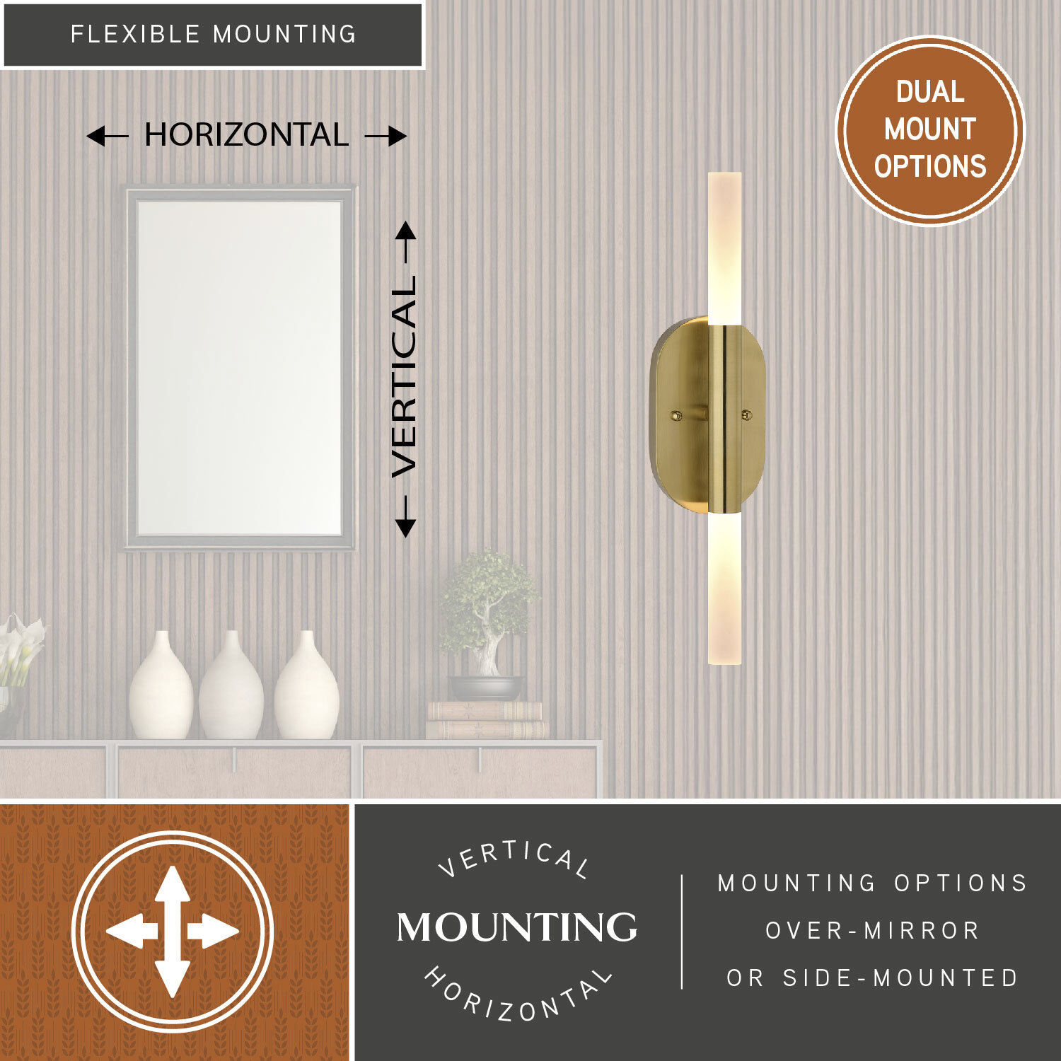 Fulton LED 4.5 inch Satin Brass Bathroom Light Wall Light