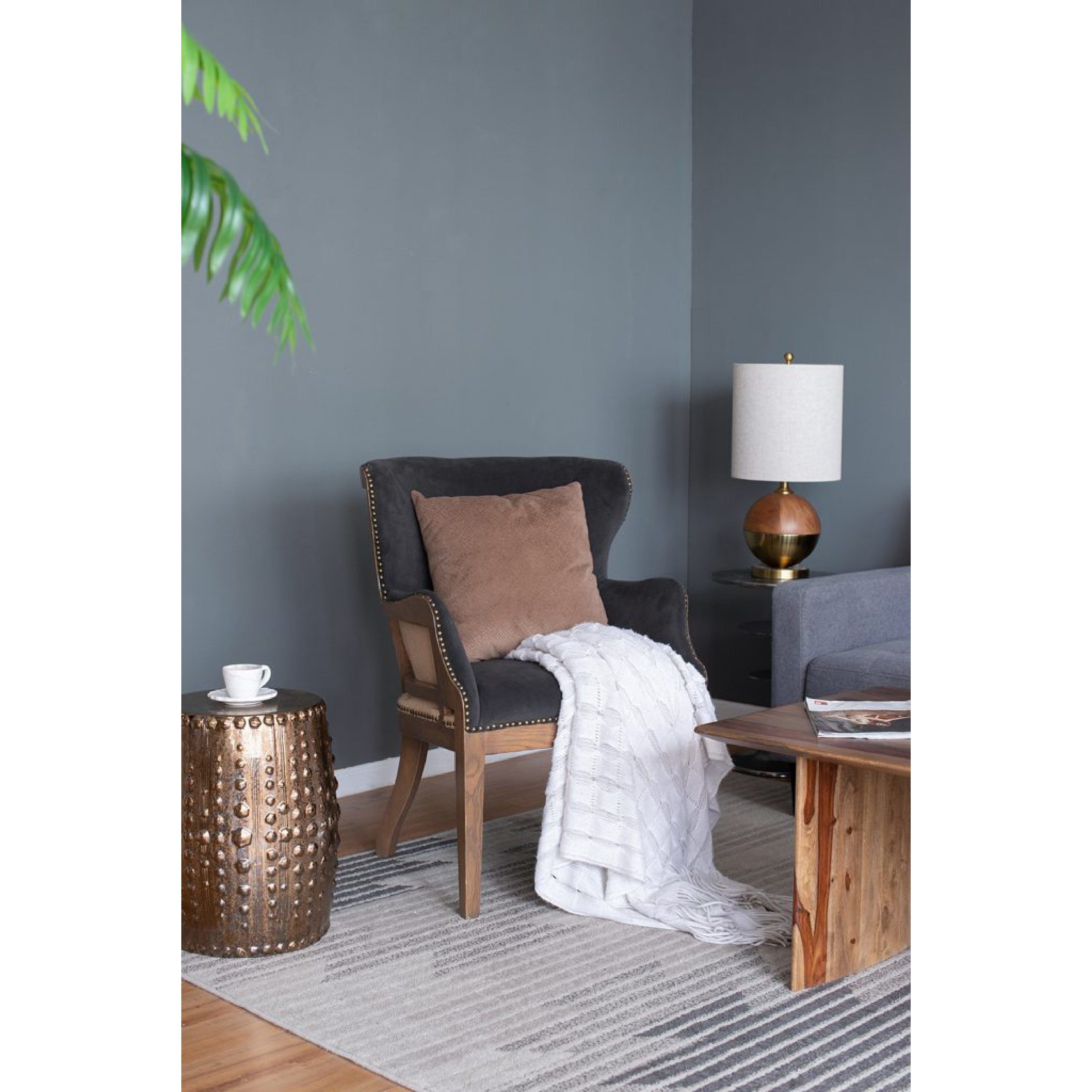 Dugan Dark Grey and Brown Arm Chair