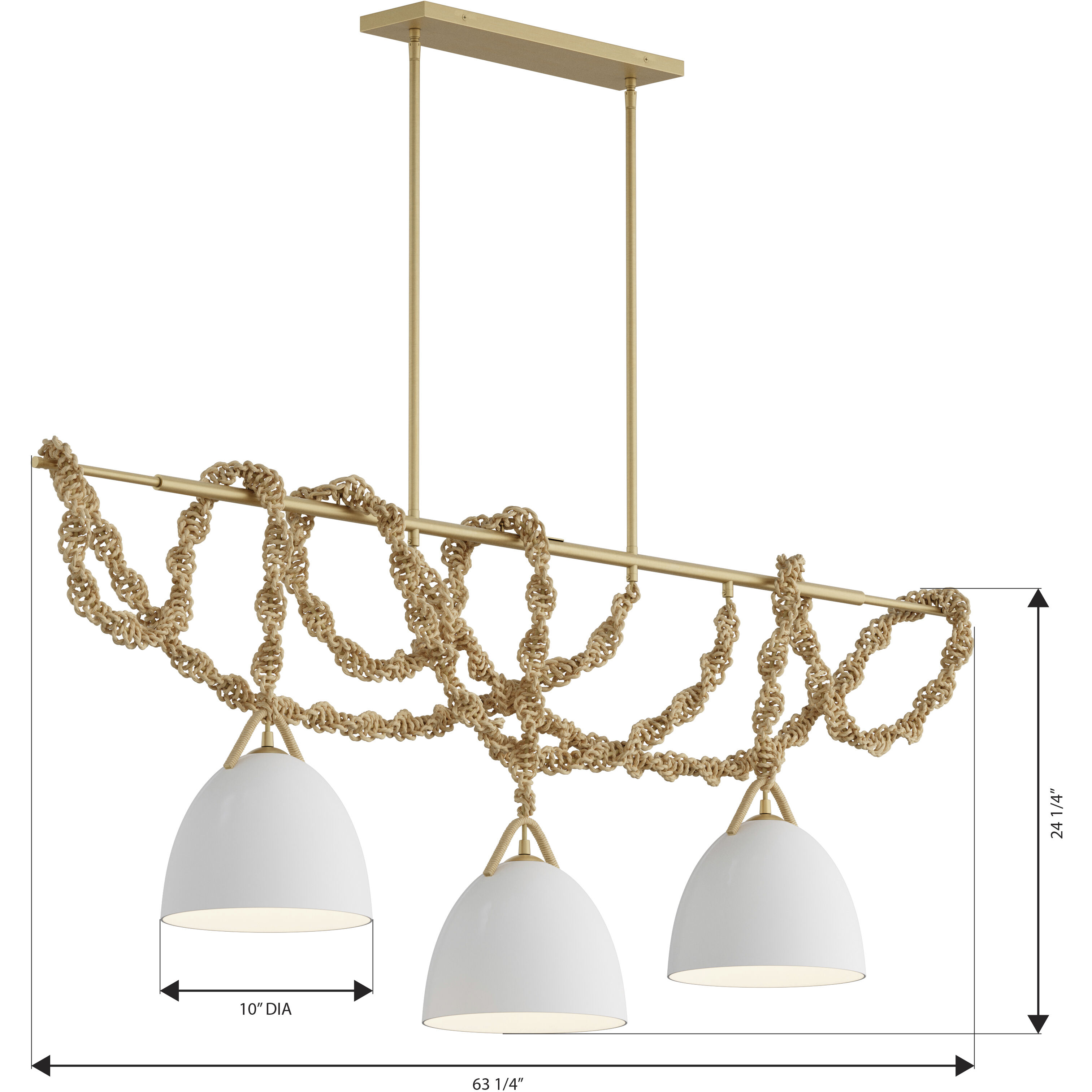 Cordon 3 Light 63.25 inch Legacy Brass Linear Chandelier Ceiling Light