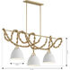 Cordon 3 Light 63.25 inch Legacy Brass Linear Chandelier Ceiling Light