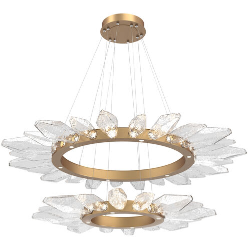 Rock Crystal LED Novel Brass Chandelier Ceiling Light, Radial Ring Two Tier