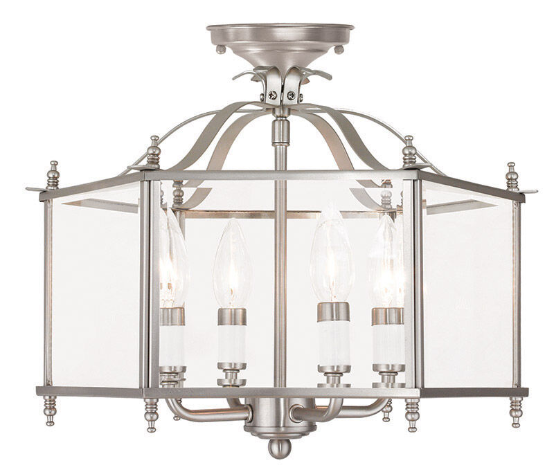 Livingston 4 Light 16 inch Brushed Nickel Convertible Pendant/Ceiling Mount Ceiling Light
