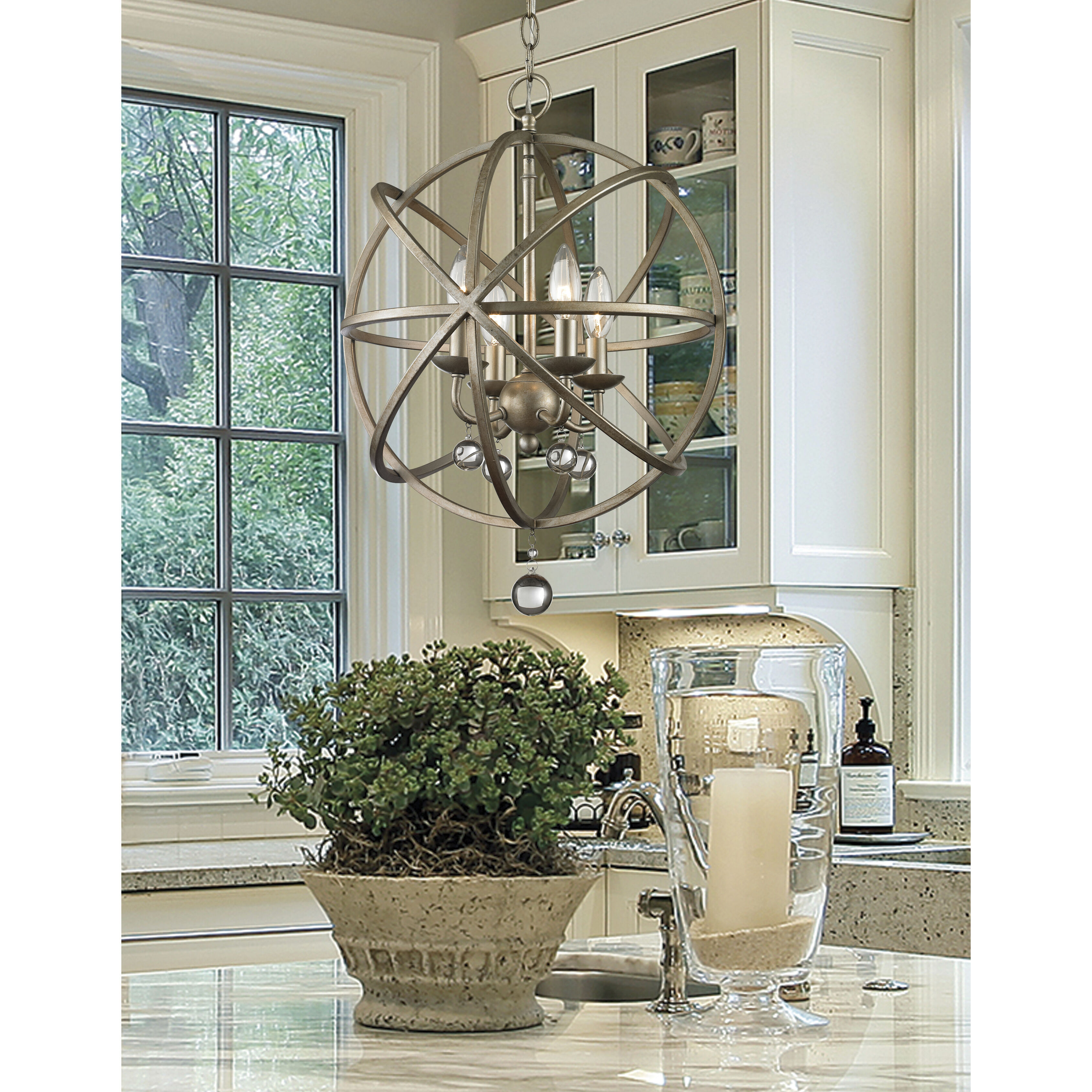 Acadia 4 Light 16 inch Antique Silver Chandelier Ceiling Light