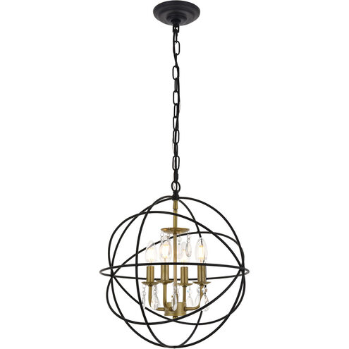 Wallace 4 Light 16 inch Matte Black and Brass Pendant Ceiling Light