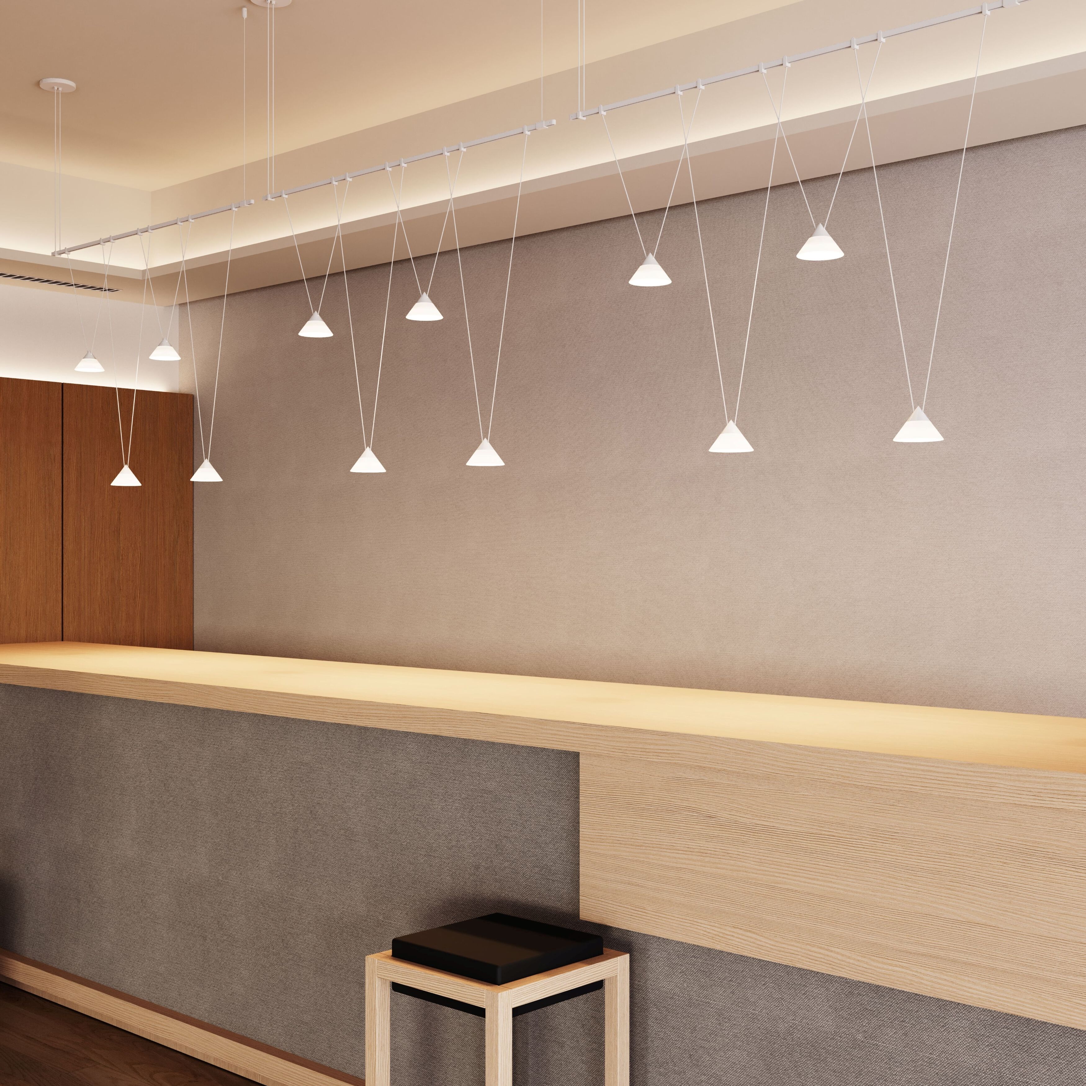 Suspenders LED 48 inch Satin White and Clear Chandelier Ceiling Light