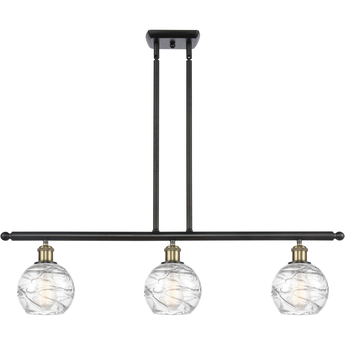 Ballston Small Deco Swirl 3 Light 36 inch Black Antique Brass Island Light Ceiling Light, Ballston