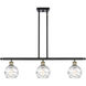 Ballston Small Deco Swirl 3 Light 36 inch Black Antique Brass Island Light Ceiling Light, Ballston