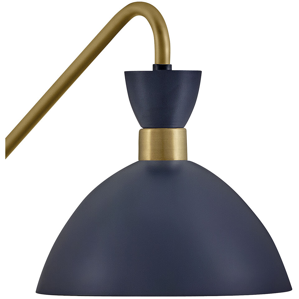 Simon LED 8 inch Matte Navy with Heritage Brass accents Sconce Wall Light