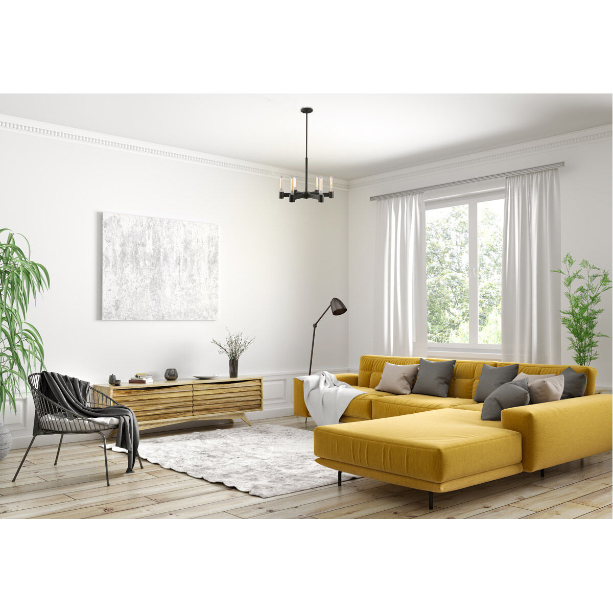 Broyles 6 Light 22 inch Matte Black Chandelier Ceiling Light