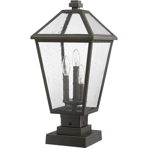 3-Light Oil Rubbed Bronze Outdoor Pier Mounted Fixture with Clear Seedy Glass Shade 3-Light Oil Rubbed Bronze Outdoor Pier Mounted Fixture with Clear Seedy Glass Shade