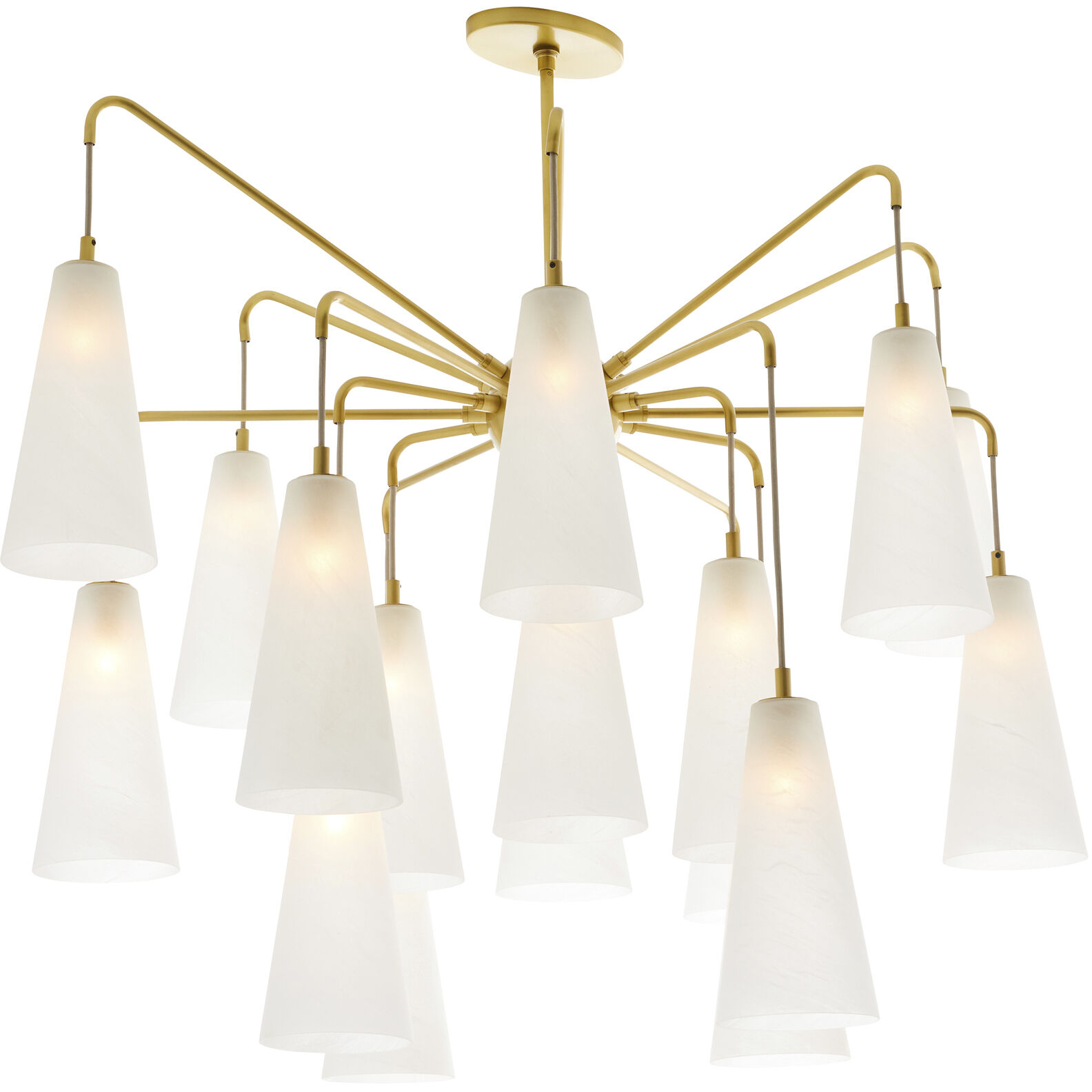 Mika 18 Light 41 inch Opal Swirl and Antique Brass Chandelier Ceiling Light