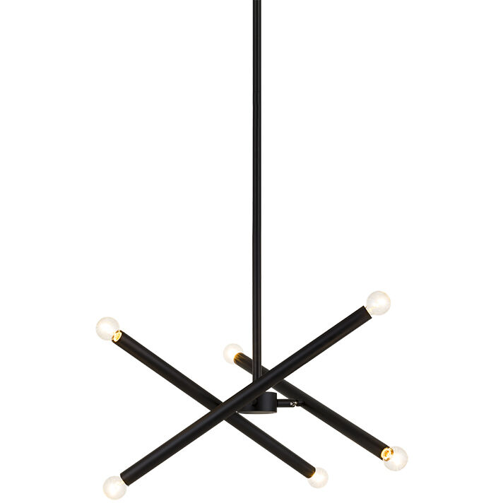 Matchstix 6 Light 27.88 inch Black Pendant Ceiling Light in Black and Clear